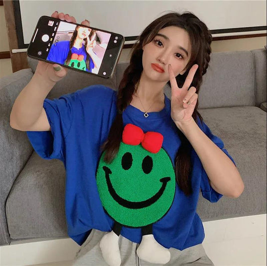 Large Size Top Women's Summer Loose Short Simple Short Sleeve T-shirt