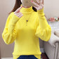Women's Turtleneck Sweater Autumn Winter Lantern Sleeve Knit Top Loose Solid Color Pullover Sweater loose knitwear