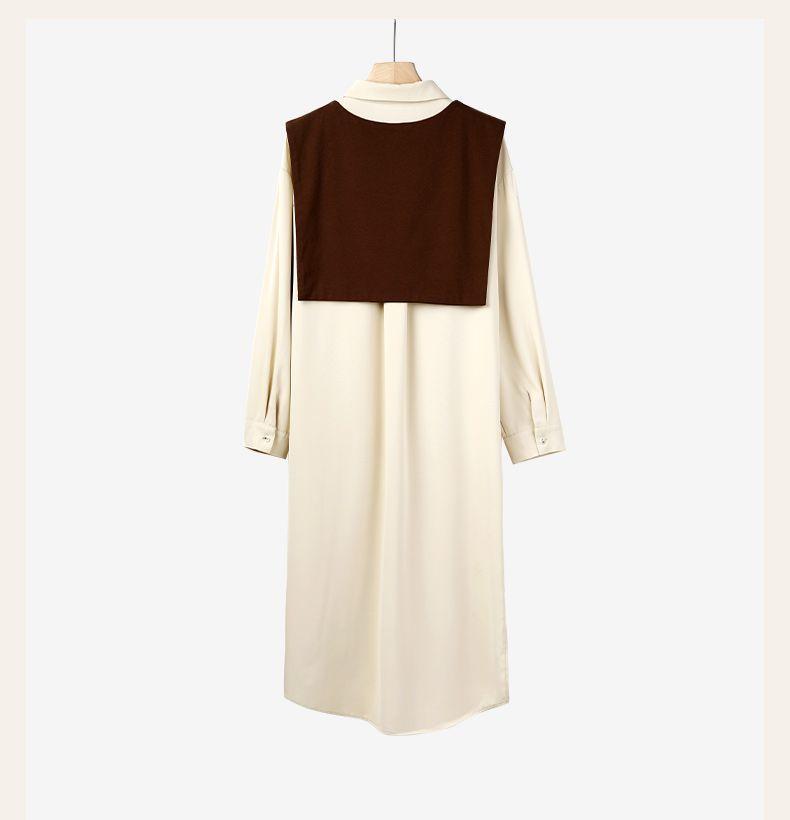 2021 Early Spring and Autumn Shirt Dress Women Loose and Thin Western Style Mid-length Outer Shawl Two-piece Suit