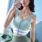 Women's Front Zipper Sports Underwear Running Shockproof Fitness Bra Solid Color Halter Yoga Vest