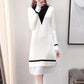 Autumn and Winter Pullover Loose Sweater Skirt Mid-length Versatile Casual Bottoming Shirt Half High Collar Simple Color Matching Sweater Dress