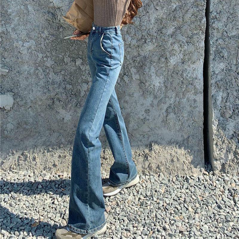 Women's Retro Jeans High Waist Wide Leg Jeans Fashion Skinny Jeans Large Size Stretch Pants