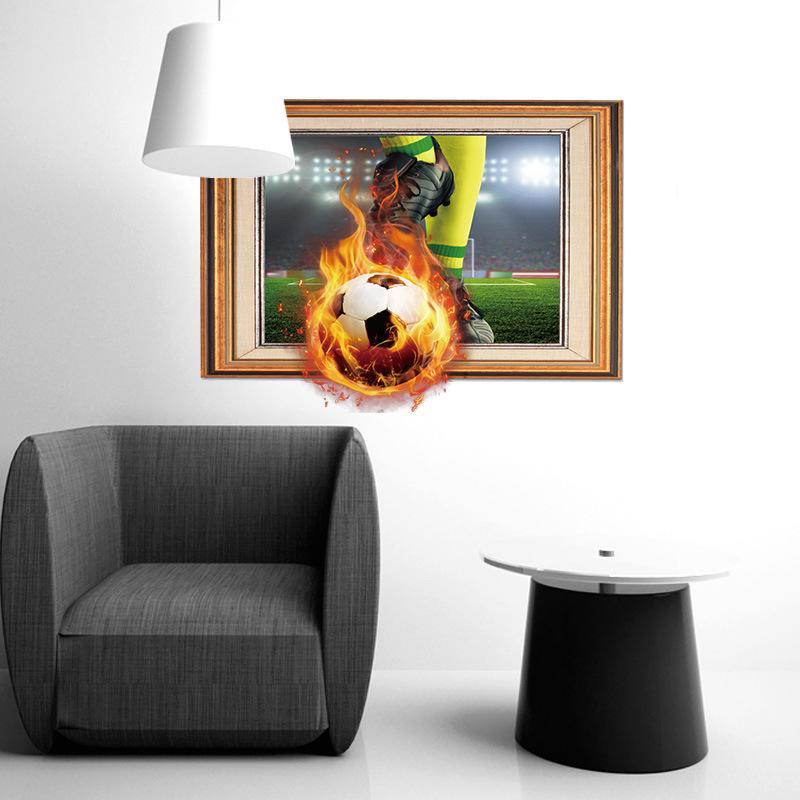 Fire Football 3D World Cup Office Decoration Wall Sticker Photo Frame Corridor Room Living Room