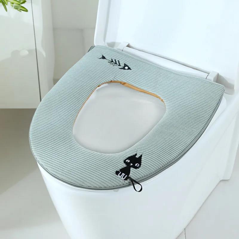 Universal Toilet Seat Cover Winter Warm Soft Toilet Seat Washable Removable Zipper