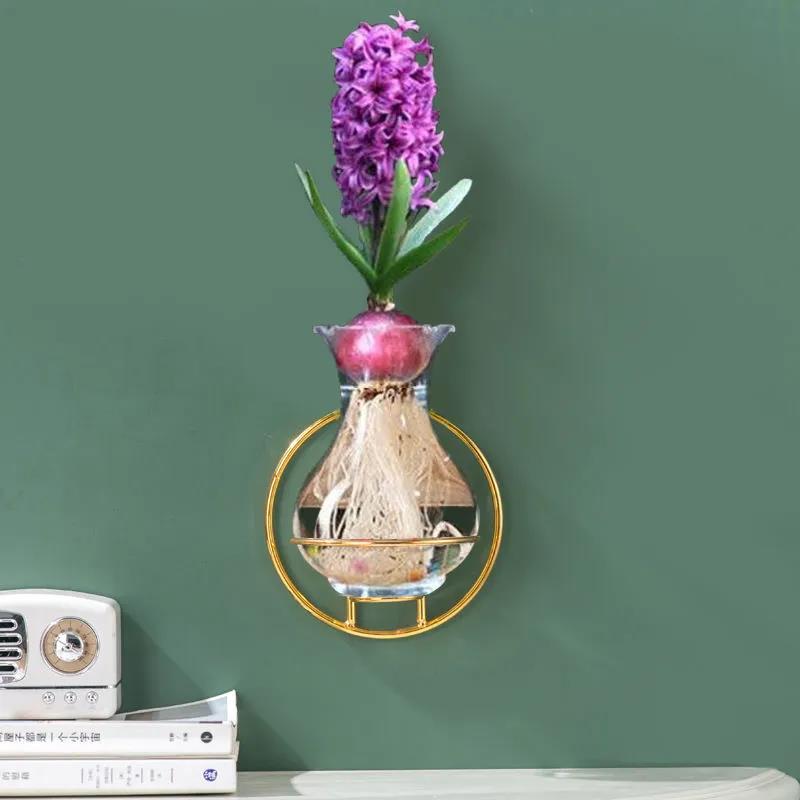 Glass Art Flower Stand Flower Arrangement Wall Mount Metal Flower Device Interior Decoration Pendant