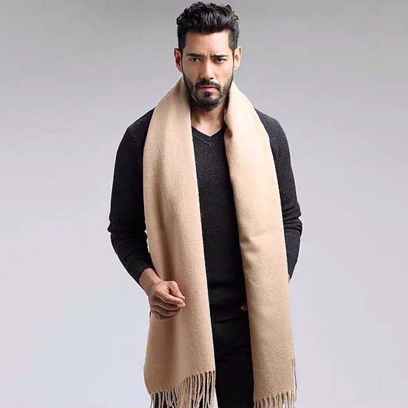 Men's Cashmere Silk Scarf Pure Color Classic Winter Scarf Stole Wraps Shawl Xmas Gift
