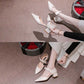 Women's Shoes Pointed Toe Hollow Bow 5cm High Heels Female Students Thick Heel Sexy Fashion Single Shoes