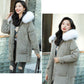 Women's Solid Color Down Jacket Mid-length Korean Loose Thick Coat Warm Cotton Coat Big Fur Collar Winter Clothes Quilted Coat