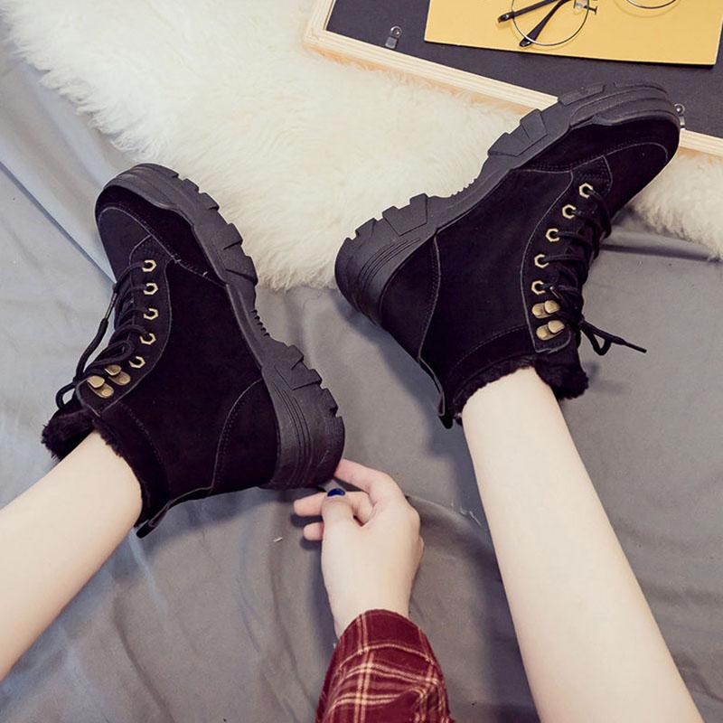 Women Warm Ankle Boots Winter Thick Sole Casual Plus Velvet Leather Shoes Women  Short Snow  Boots Footwear Size 35-41