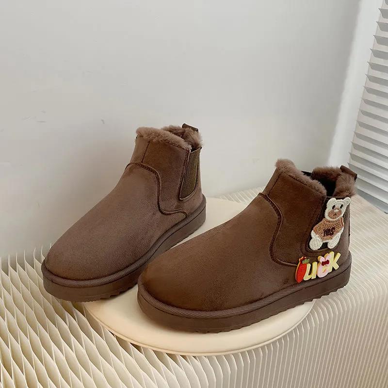 Frosted Cute Snow Cotton Boots Women Plus Velvet Thick Waterproof Winter All-match Warm Bread Cotton Shoes