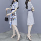 Striped Shirt Chiffon Female Dress A-line Printed Skirt with Waist and Thin Temperament