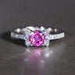 Diamond Ring Three Heart Engagement Ring and Oval Zircon Ring Princess Ring Pink Simple Gem Engagement Ring
