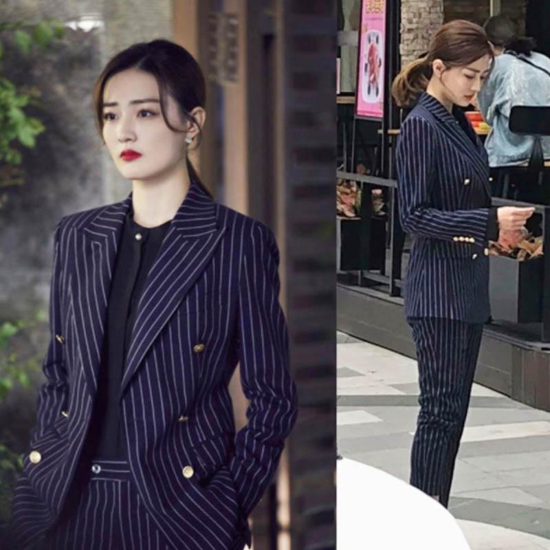 Spring and Autumn Suit Two-piece Suit Temperament Business Wear Fashion British Style Casual Work Wear Formal Jacket Women