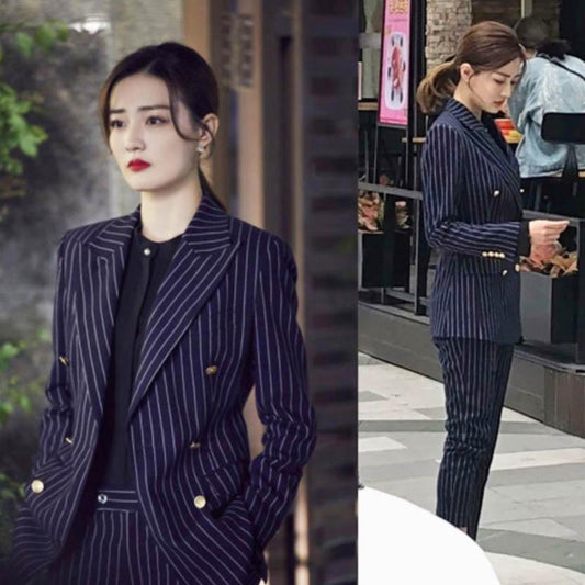 Spring and Autumn Suit Two-piece Suit Temperament Business Wear Fashion British Style Casual Work Wear Formal Jacket Women