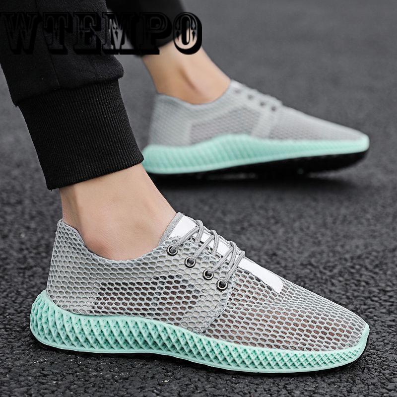 Men Shoes Fashion Comfortable Lace up Sneakers Mesh Flats Summer Sneakers Breathable Casual Shoes
