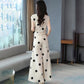 Polka Dot Chiffon Women's Two-piece Loose Wide-leg Pants Round Neck Sleeveless Bow-knot Shirt Chiffon Fabric Light and Breathable