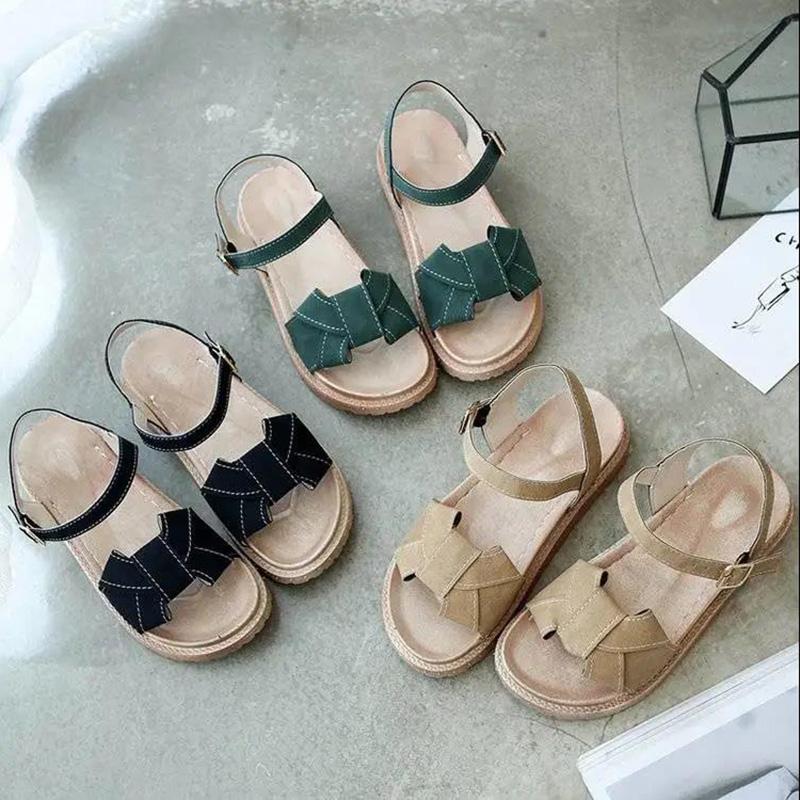 Roman Sandals Female Students Summer Wild Korean Version of The Word Buckle Flat Female Sandals Platform Platform Shoes