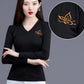 Women Slim T-Shirt Round neck Elastic Tops Long Sleeve Female Autumn Tops and Tees Short Casual Black T-shirts Pullover