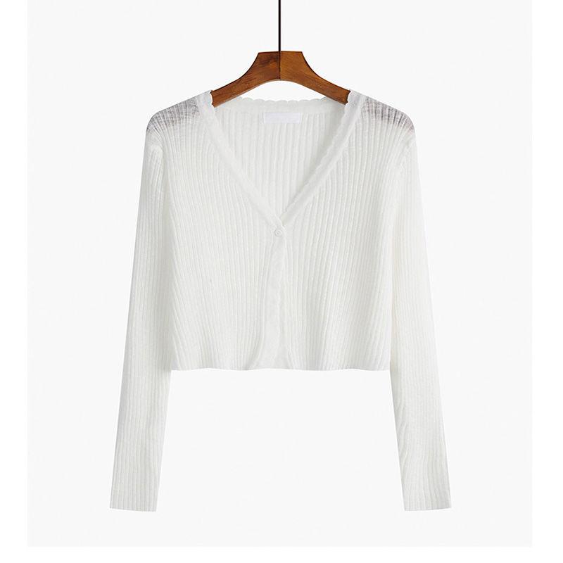 Sun Protection Clothing Women's Ice Silk Summer Thin Shawl Knitted Cardigan Coat with Skirt Long-sleeved Top Women