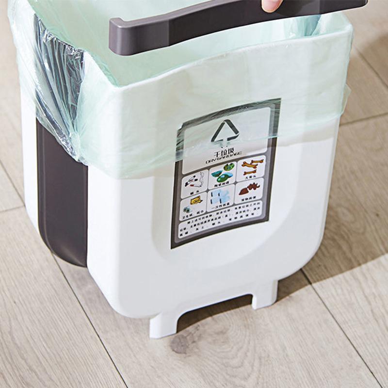 Kitchen Trash Can Folding Hanging Household Cabinet Door Wall Hanging Storage Bin Trash Bin Kitchen Waste Trash Basket Vehicle