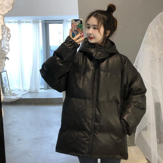 Winter Women's Mid-length Hooded Hand Stuffed Cotton Thick Warm Jacket Women Korean Loose Cotton Coat