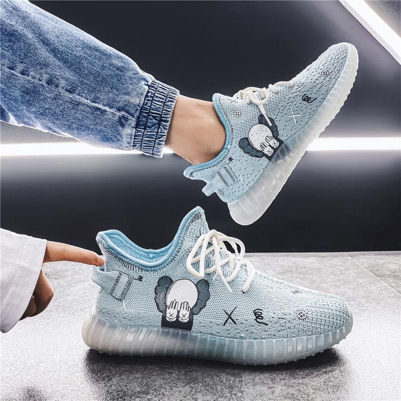 Korean Couple Breathable Running Shoes Summer Fly Woven Breathable Casual Sneakers Trend Canvas Coconut Shoes