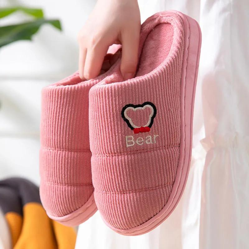 Slippers Women Winter Thick Warm Home Cotton Shoes Men Plus Size Sliders House Non Slip Fleece Winter Slippers