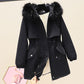 Imitation Hair Parker Overcoming Women's Mid-length Plus Velvet Thick Hooded Waist Waist Tooling Cotton-padded Jacket