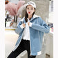 Spring and Autumn Short Hooded Jacket Womens' Letter Printed Double Lining Loose Thin Jacket Cardigan Top Double Layer Lining