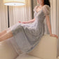 Female Blue Pink Halo Dyed Mesh Elegant Holiday Dress Vintage Slim Super Fairy Bandage Party Dress
