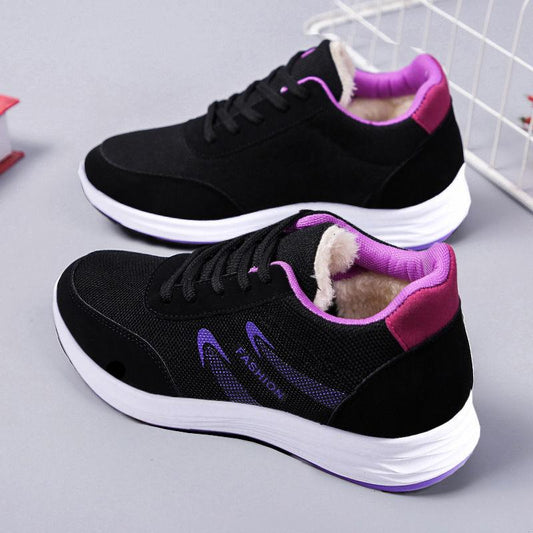 Autumn and Winter Leisure Non-slip Shoes Cotton Shoes Plus Velvet Warm Flat Women's Shoes