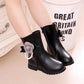 Girls' Boots Autumn and Winter Solid Color Flower Martin Boots Plush Warm Pearls Princess Snow Boots