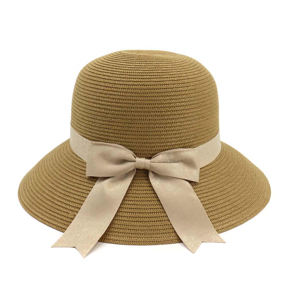 Straw hat Stylish vintage style linen bow summer straw hat