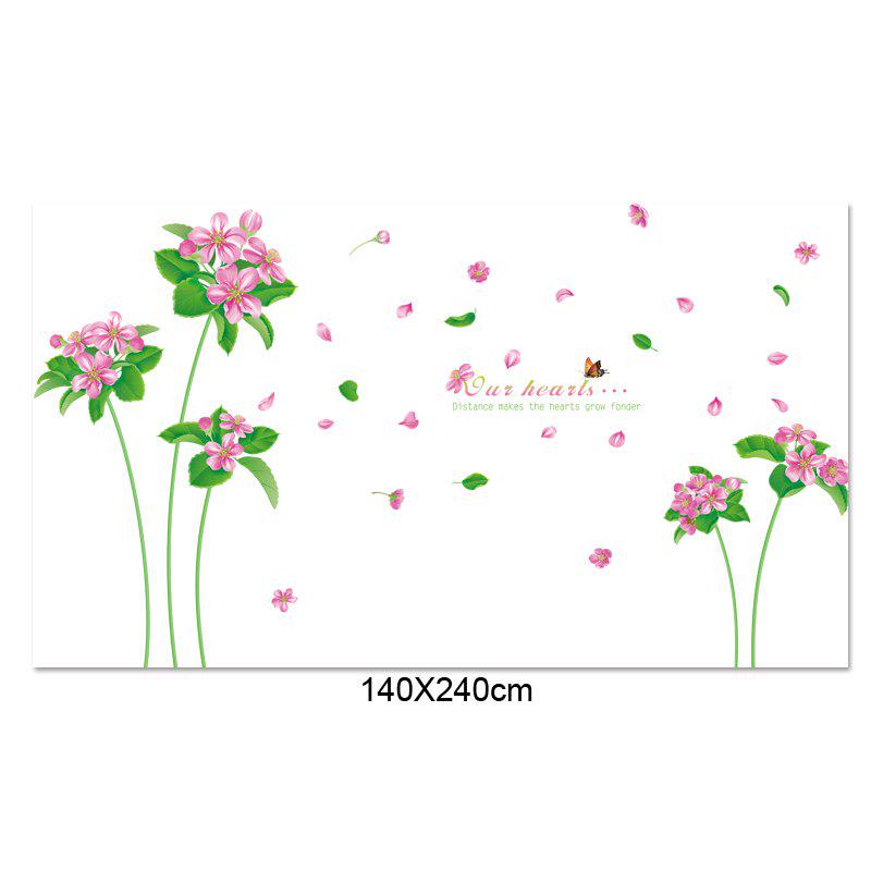 [Wall sticker] big flowers butterfly gren grass vinyl diy wall stickers for kids rooms bedroom livin