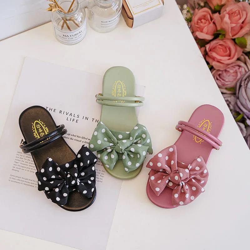 Girl's Slippers In Summer Soft Sole Outdoor Slipper Non Slip Bow Decoration Casual Light Dual Purpose Slippers