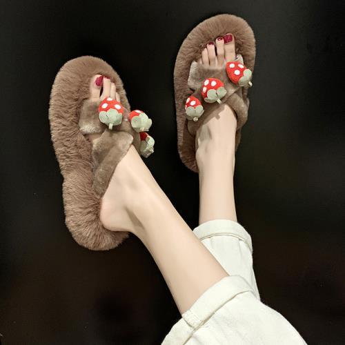 Fashionable Design Cotton Slippers Indoor Non-slip Flat Shoes, Autumn and Winter Warm Household Casual Slippers