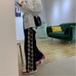 Plaid Stitching Plus Velvet Trousers Women's Autumn and Winter Thickened Straight Trousers Ins Loose-fitting Feet Were Thin and Versatile Trousers
