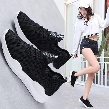Spring and Summer Mesh Sports Shoes Women's Breathable Running Shoes Trend All-match Casual Shoes Hollow Flat Shoes Ladies Sports Shoes
