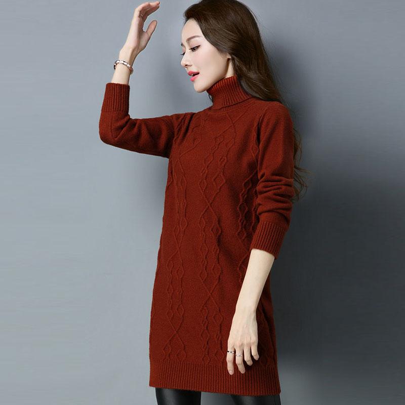 Women's Sweater 2021 Autumn and Winter New Sweater Women Pullover Korean Turtleneck Knitwear Loose Mid-length Trending Sweater