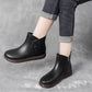 Plus Velvet Padded Cotton Shoes Short Boots Retro Anti-slip Tendon Bottom Real Soft Leather Boots Women