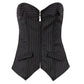 Elegant Black Chest Tights Corset Suit Sexy White Collar Business Wear Steel Boned Corsets Training