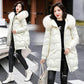 Glossy Disposable Cotton-padded Jacket Women's Loose Mid-length Large Fur Collar Thick Coat