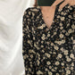 French Temperament Retro V-neck Floral Skirt Female Spring Summer Waist Thinner Over The Knee Chiffon Dress