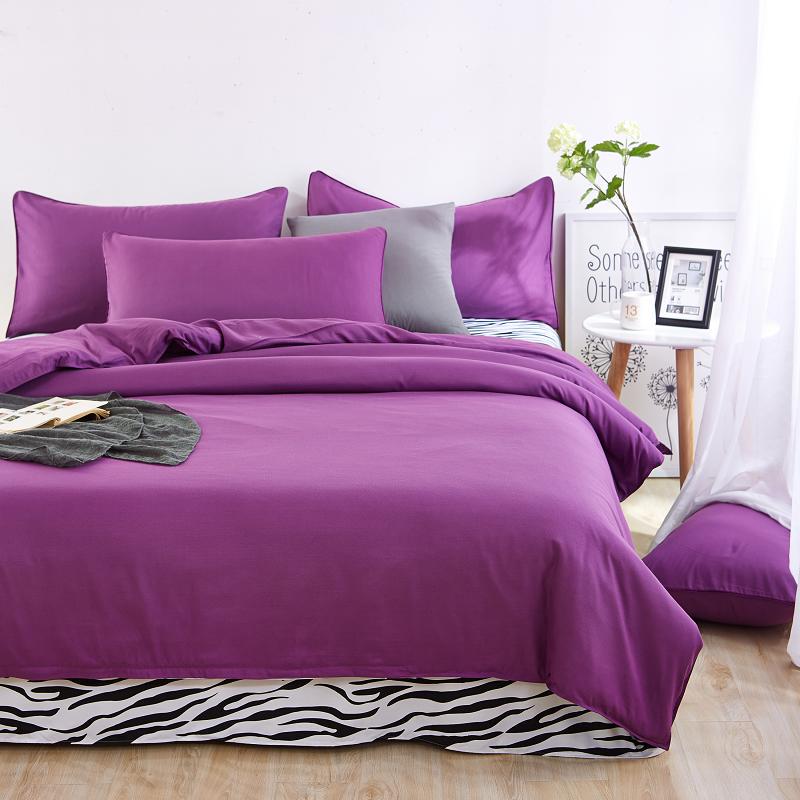 Bedding Solid Color Double Combed Matte Four Piece Set  Dormitory Simple Quilt Cover Bed Sheet