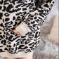 Autumn and Winter Ladies Sweater Leopard Print Knit Sweater, Oversized Casual Loose O Neck Knitwear Top