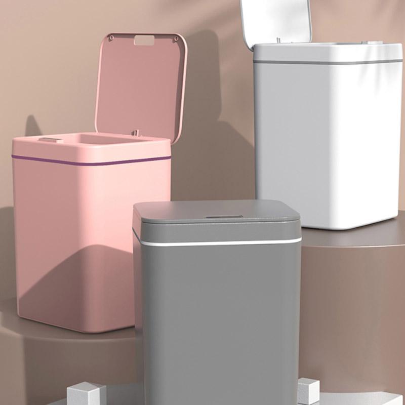 16 Liters Smart Sensor Trash Can Household with Lid Bathroom Kitchen Living Room Toilet Automatic Thickening Increase Trash Can