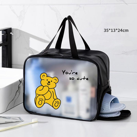 Dry and Wet Separation Toiletry Bag Cosmetic Bag Women Clear Handbag Waterproof for Bathing Swimming Beach Portable Transparent Bag