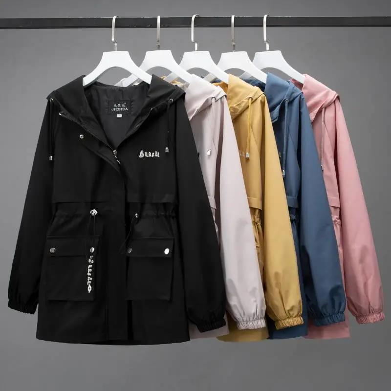Vintage Stylish Pockets Oversized Plaid Jacket Coat Women Fashion Hooded Long Sleeve Loose Outerwear Chic Tops