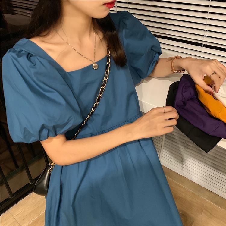 Women's Summer Dress Short Sleeve Puff Sleeve Knee-length Daily Wear Office Dating Party