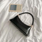 Lady Simple Glossy Elegant baguette Bag PU Leather Armpit Bag for Women Shoulder Handbags